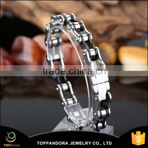 Fashion New Design Men's Bracelet Stainless Steel Top Quality Silver Bike Chain Style Finger Chain Ring Bracelet thumbnail-6