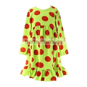 2016 Lime Green Red Striped Ruffle Baby Pajamas Set Night Dress Gown Kids Children Christmas Clothing Holiday Siblings Pajamas thumbnail-5