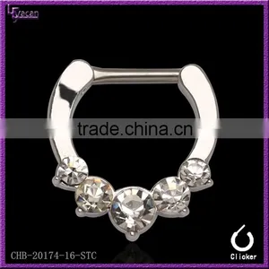Wholesale Yiwu Fashion Rhinestone Stainless Steel Unique Nose PiercingJewelry thumbnail-1