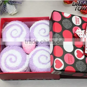 2014 New Design Lovely Promotion 100% Cotton Cake Gift Towel Sets in Box Pack thumbnail-1