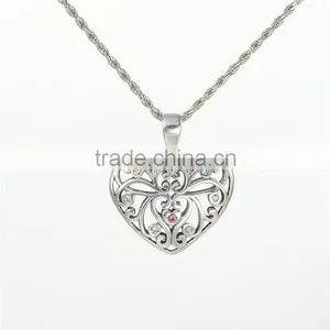 Colorful Rhinestone Jewelry Silver Heart Pendant thumbnail-5