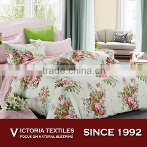 128*68 Natural Floral Duvet Quilt Cover Bedding Bed Set Red Flowers Green Leaves thumbnail-1