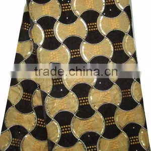 African Organza Lace With Sequins Embroidery CL8096-4 Black+coffee thumbnail-1