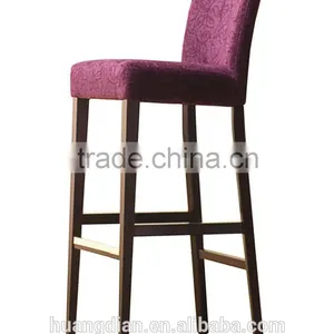 Purple Fabric Cover Wooden High Bar Stool Bar Chair for Hot Sale Restaurant and Bar Furniture thumbnail-1