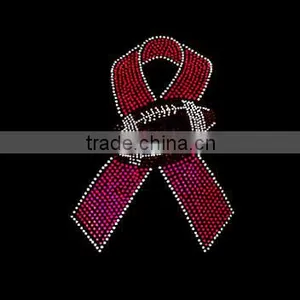 Beautiful Heat Transfer Breast Cancer Ribbon Iron On Rhinestone thumbnail-1