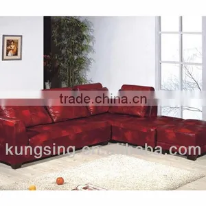 Sofa Sala Set Dubai Red Leather Sectional Sofa Furniture thumbnail-1