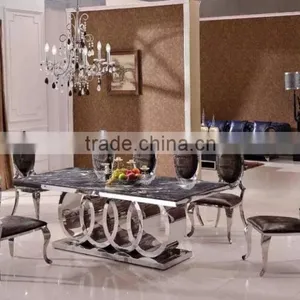 Modern Royal Marble Stainless Steel Dining Table Design for Banquet Hall thumbnail-4