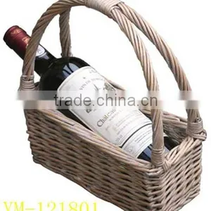 Easy-taking Wine Knitting Basket in Full Wicker for Bottle thumbnail-1