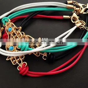 Gold Hamsa Hand Rubber Bracelet thumbnail-2
