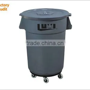 44 Gallon Round Plastic Bucket With Dolly and Lid thumbnail-1