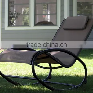 Patio Leisure Aluminum Tan Outdoor Rocking Chair With Headrest thumbnail-2