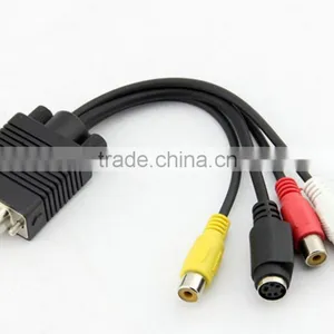 2016 New Arrival VGA to S-Video AV RCA TV Out Converter Adapter Cable for Computer Desktop PC thumbnail-1