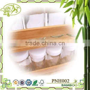 Aonong Bamboo Flavoring Jar Display Rack/ Bamboo Castor Rack/ Spices Bottle Holder thumbnail-5