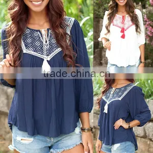 Womens Summer Printed Loose Casual Blouse 2016 thumbnail-3