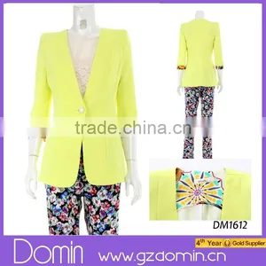 2014 Newest Fashion Long Sleeve Lime Contrast Custom Blazer thumbnail-1