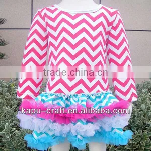 New Fashion Cotton Kids Clothing Wholesale Chevron Dresses thumbnail-1