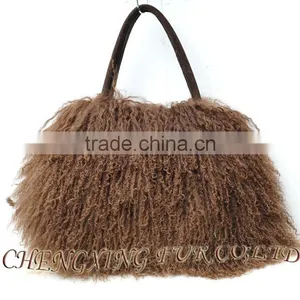 CX-H-24F Newest Fashion Real Tibetan Lamb Fur Lady Handbag Female Bag thumbnail-1