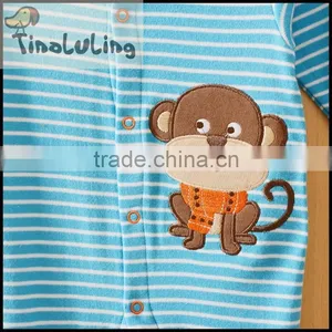 New Baby Winter Pajamas, Boys Stirpe Monkey Footed Pajamas, Toddler Footed Pajamas thumbnail-3