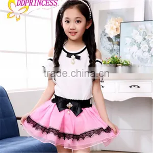 Fashion Lace Big Bow Ball Gown Girls Two-piece Dress Princess Dress for Children thumbnail-5