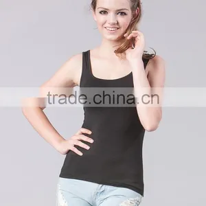 Most Popular Slim Fit Black Cotton Blank Plain Ladies Sexy Vest Wholesale thumbnail-3