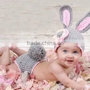 Baby Newborn Photography Props Crochet Baby Beanie Hat ,Knitted Bunny Costume Outfit thumbnail-5