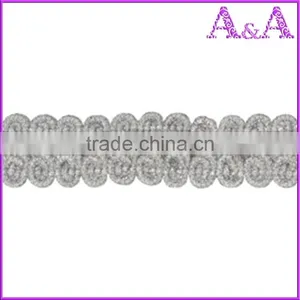 Wholesale Black Braided Embroidered Woven Decorative Metal Chain Trim thumbnail-1