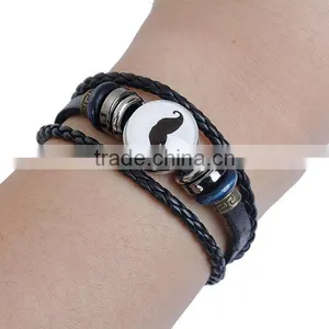 Real Leather Snap Button Bracelets Fit 18mm/20mm Snap Buttons Black Silver Tone Round thumbnail-3