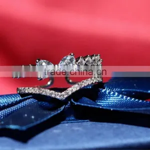 Double Layer Women Rhinestone Heart Bowknot Midi Finger Knuckle Rings thumbnail-3
