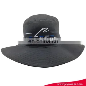 Men's Black 100%cotton Twill Bucket Hat Wide Brim Flat Top Bucket Hat With Flat Embroidery thumbnail-1