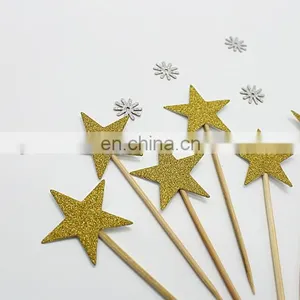 Gold Glitter Stars Cupcake Topper Birthday Party Cake Decorations thumbnail-3