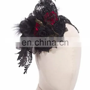 Gothic Caged Rose Fascinator Hat With Hairclip thumbnail-1