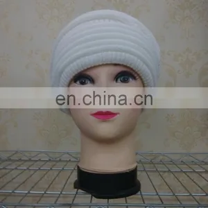 New Style Fashion Wool Knitted With Raccoon Fur Pompom Beanie Hat thumbnail-2