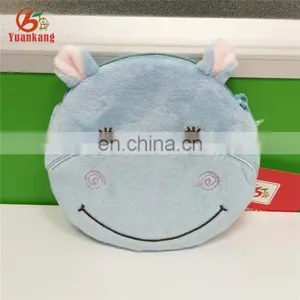 Custom Animal Blue Hippo Shaped 12cm Mini Money Pouch Plush Coin Purse thumbnail-1