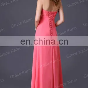 Grace Karin Sexy Strapless Backless Chiffon Long Bridesmaid Dresses CL3133-1 thumbnail-3