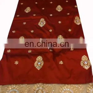 Nigerian African Sequins Stones Work George Fabric Wrappers thumbnail-1