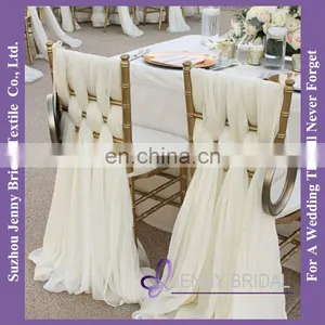 C214C Ivory Chiffon Sashes Wedding Decoration Organza Flower Chair Sash thumbnail-3