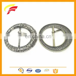 Metal Vintage Rounds Shape Pin Buckle Antique Style Tri-glide Belt Buckle thumbnail-3