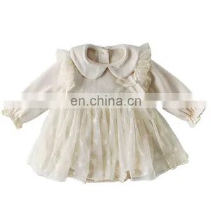Long Sleeve Baby Girls Rompers Cotton Mesh One Piece Jumpsuit thumbnail-1