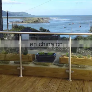 Custom Design Banister 316 Terrace Handrail Stainless Steel Glass Balustrade thumbnail-1