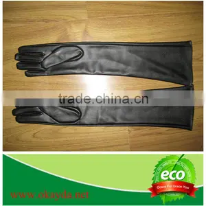 Ladies Long Black Leather Gloves Sheepskin Gloves thumbnail-1