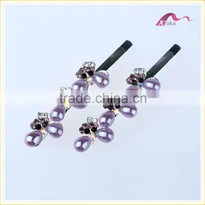 New Arrival Bottom Price Multi Colors Elegant Hair Grips Metal Crystal Decorated Bowknot Ceramic Beads Hair Clips For Girls Gift thumbnail-4