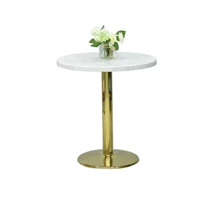 Marble Tabletop Disc Pedestal Dining Table thumbnail-1