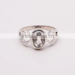 WHITE TOPPAZ RING ,925 Sterling Silver Jewelry Wholesale,WHOLESALE SILVER JEWELRY,SILVER EXPORTER,SILVER JEWELRY FROM INDIA thumbnail-1