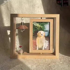 Wooden Pet Memorial Picture Frame With LED Candle Pet Loss Sympathy Photo Frame thumbnail-4