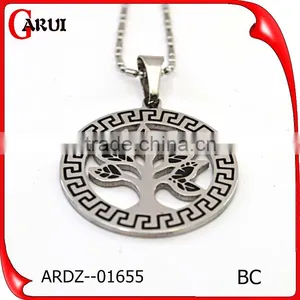 Vacuum Plating Silver Rose Gold Round Shape Wholesale Fashion Jewelry Tree of Life Pendant thumbnail-1