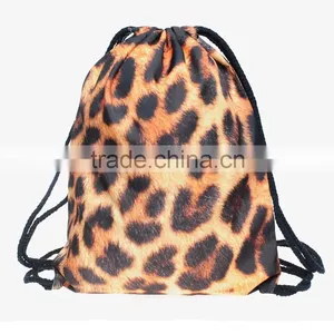 Leopard Polyester Drawstring Bag thumbnail-1