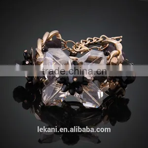 Handmade Chunky Resin Flower Gold Chain Fashion Charming Bangle Bracelet thumbnail-1