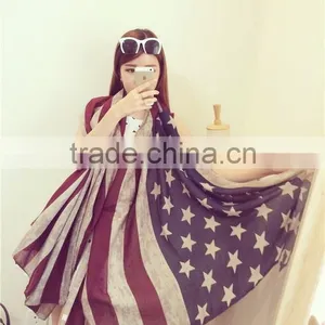 VINTAGE Team USA Boho American Flag Knit Scarf, Infinity Loop Circle Scarf, Cotton Lightweight Patriots' Day Gift thumbnail-5