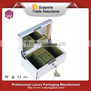 White Handmade Craft Wooden Jewelry Box thumbnail-1