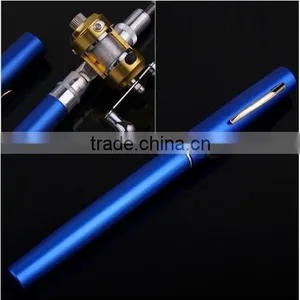 Golden Vara De Pesca Mini Aluminum Pocket Pen Fishing Rod Pole + Reel Sea Fishing Rods Tackle Tool thumbnail-1